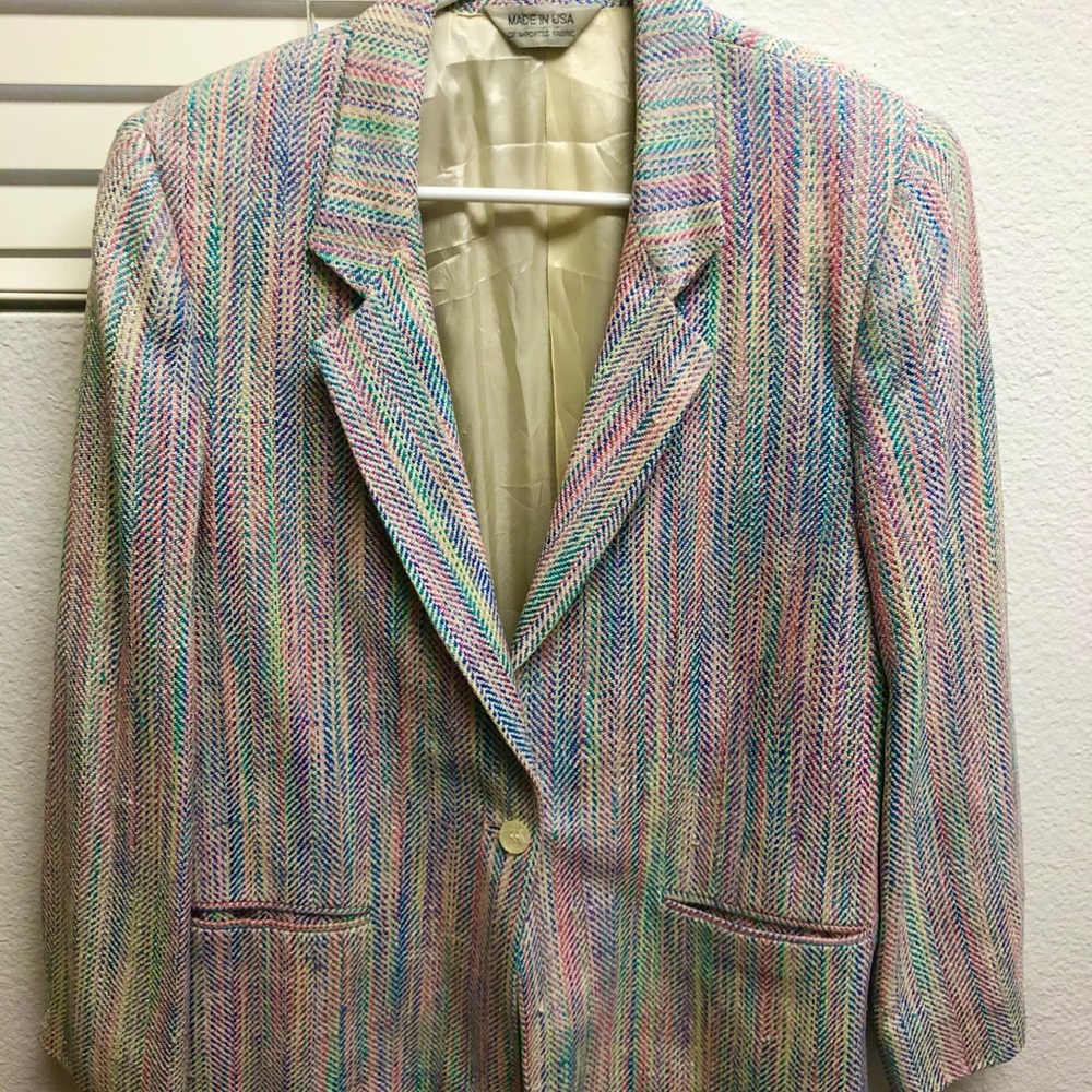 Vintage 80s Multicolored Tweed Blazer